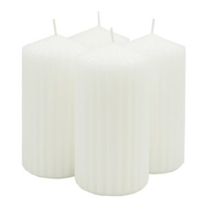 Świeca słupek ryflowana DONAU HOME Standard, 60x120mm, 4 szt., biała