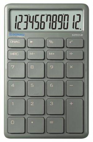 Kalkulator biurowy DONAU TECH, 12-cyfr. wyświetlacz, funkcja pierw., wym. 137x84 mm, zielony