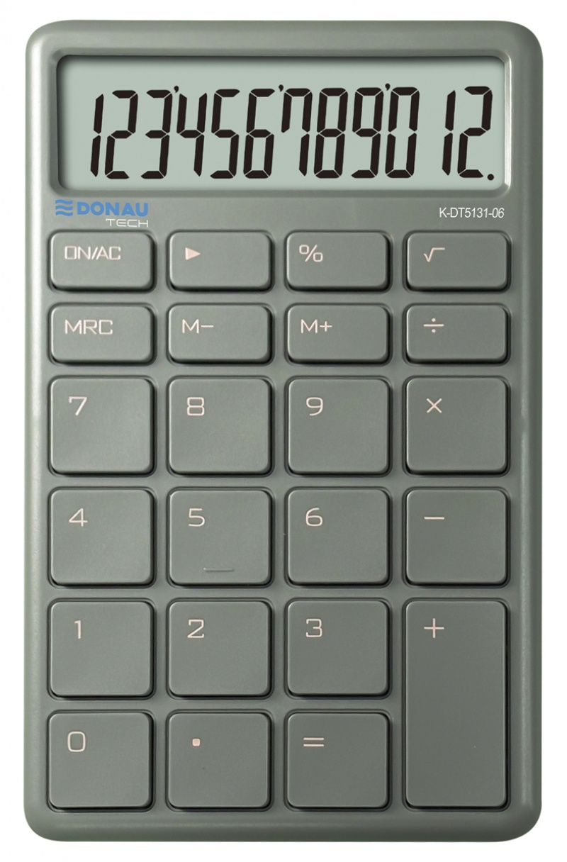 Kalkulator biurowy DONAU TECH, 12-cyfr. wyświetlacz, funkcja pierw., wym. 137x84 mm, zielony