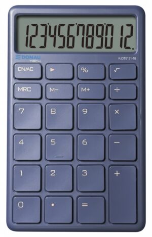 Kalkulator biurowy DONAU TECH, 12-cyfr. wyświetlacz, funkcja pierw., wym. 137x84 mm, granatowy