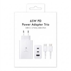 1. ładowarka sieciowa PRESTICO 65W PD  - 2 x USB-C - 1 x USB-A + kabel C-C