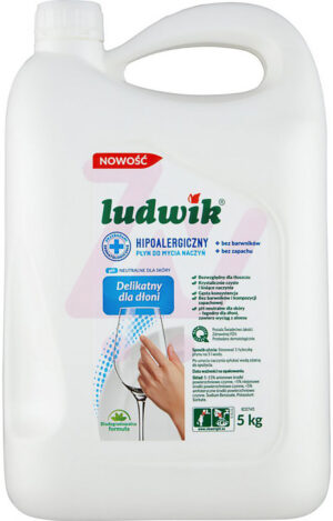 LUDWIK Płyn do naczyń 5L hipoalergiczny bezbarwny bezzapachowy 8973
