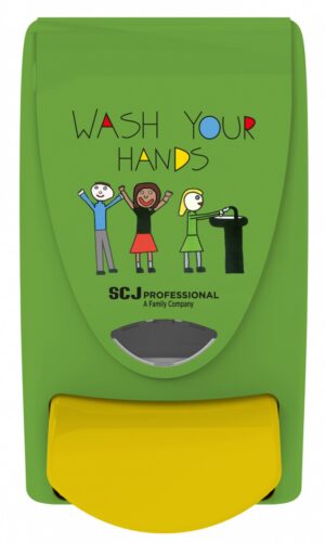 Dozownik do mydła w pianie DEB Kids Wash Your Hands, 1l, zielono-żółty